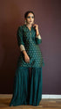 Kzari Dark Rama Green Kurta Sharara And Dupatta